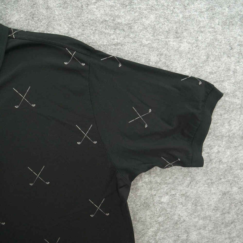 Vintage Polo Ralph Lauren Golf Shirt Mens Medium Black Club Print AOP Cotton - Picture 4 of 9